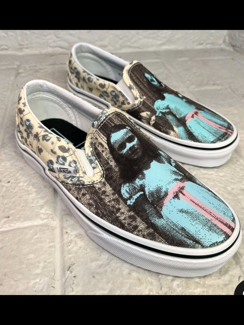 Shinning Horror Edition Vans Slip-On Sneakers with Aqua & Pink Graphic 7.5
